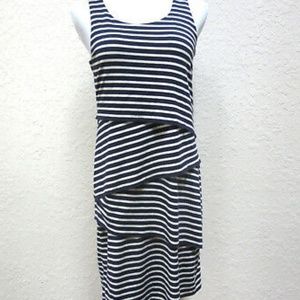 NWOT LOFT Layered Dress in Navy and White